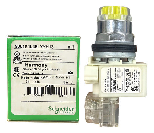 Botão 30mm Metálico 120v 9001k1l38lyyh13 Amarelo Schneider Amarelo 120v