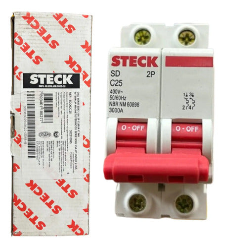 Kit Com 2: Disjuntor Sdd62c25 2p 25a Curva C 3ka Steck