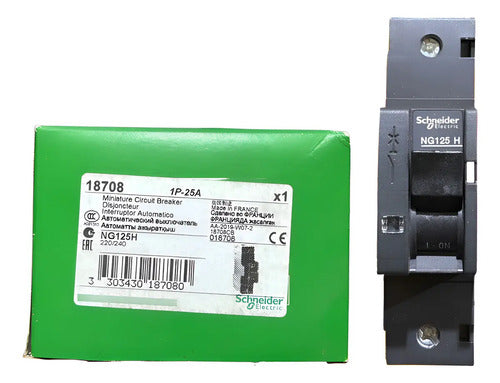 Disjuntor Unipolar Ng125h Curva C 25a 18708 Schneider 230 50/60 Hz