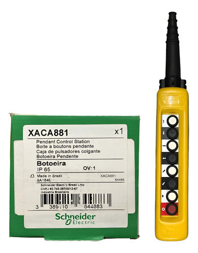 Botoeira Pendente Plastica 8 Botoes Xaca881 Schneider Amarelo