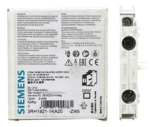 Bloco Contato Auxiliar Lateral 2no 3rh1921-1ka20 Siemens