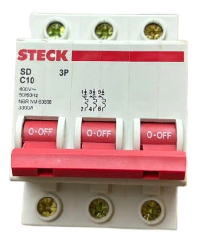 Kit Com 2: Disjuntor Tripolar Sdd63c10 10a Curva C Steck