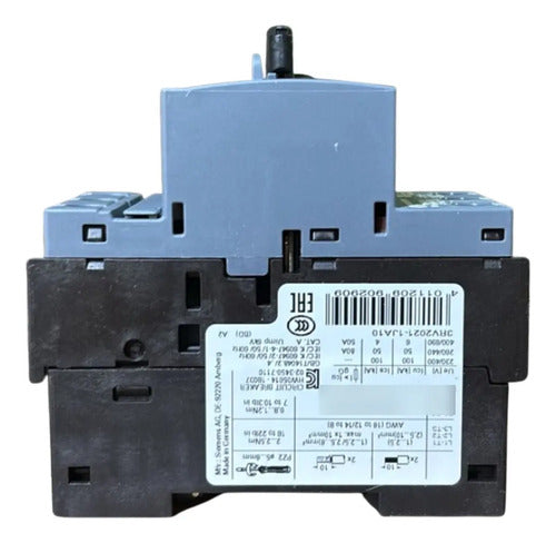 Disjuntor Motor 3rv2021-1ja10 7,0-10,0a Siemens - 50/60hz