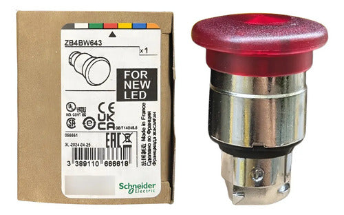 Cabeçote P/ Botão Luminoso 22mm Vermelho Zb4bw643 Schneider Vermeho -