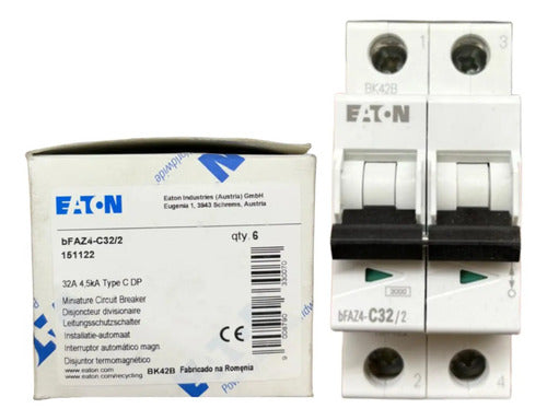 Kit C/ 2 Peças: Disjuntor Bipolar Bfaz4-c32/2 32a Eaton -