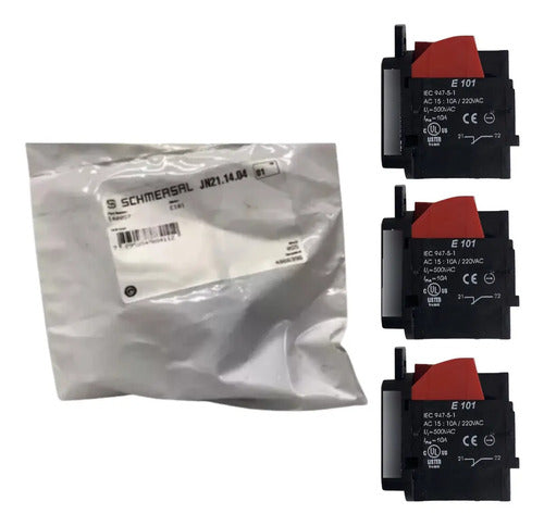 Kit Com 3 Peças: Bloco De Contato Impulso E101 1nf Schmersal
