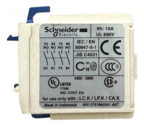 Contato Auxiliar Instantâneo 4na La1kn40 Schneider 690v