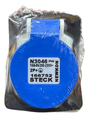 Kit Com 2: Tomada N3046 16a 2p+t 220/240v 6h Azul Steck Azul