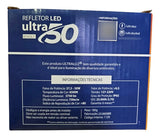 Kit 3 Refletores Led Branco Ultra 50w Ultraluz Bivolt 6500k 127/220v Preto Branco-frio