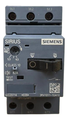 Disjuntor Motor 3rv1011-1ga10 4,5-6,3a Siemens Não Informado 50/60hz