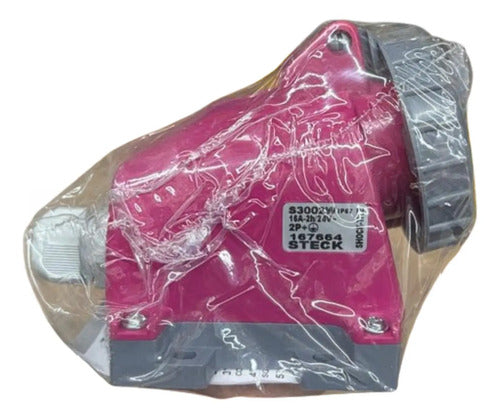 Tomada Sob Shock 2p+t 16a 24v 2h Ip67 S3002w Rosa Steck Rosa