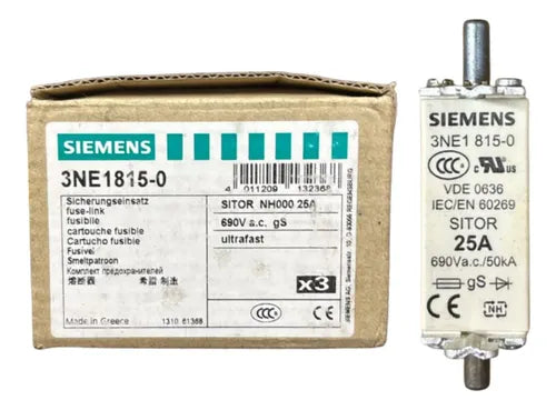 Elemento Fusível Sitor 3ne1815-0 25a Siemens 690v