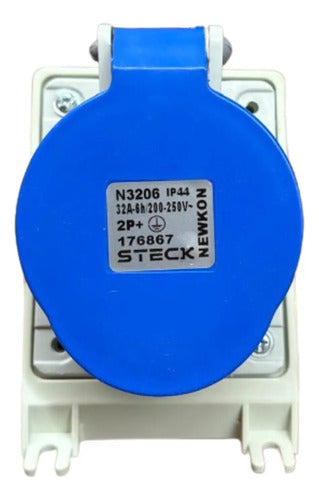 Kit Com 2: Tomada N3206 32a 2p+t 200/250v 6h Azul Steck Azul