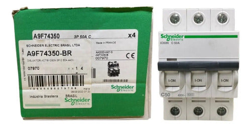 Disjuntor Acti9 Ic60n 3p 50a Curva C A9f74350 Schneider
