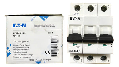 Kit Com 2 Peças: Disjuntor Tripolar Bfaz4-c20/3 20a Eaton