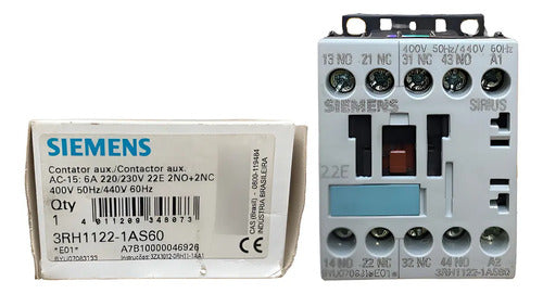 Contator Auxiliar 3rh1122-1as60 220/230v 6a 2na+2nf Siemens 220/230v