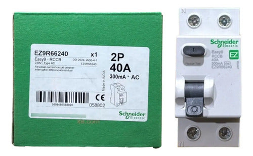 Interruptor Diferencial 2p 40a 230v Ez9r66240 Schneider