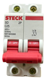 Kit Com 2: Disjuntor Sdd62c25 2p 25a Curva C 3ka Steck