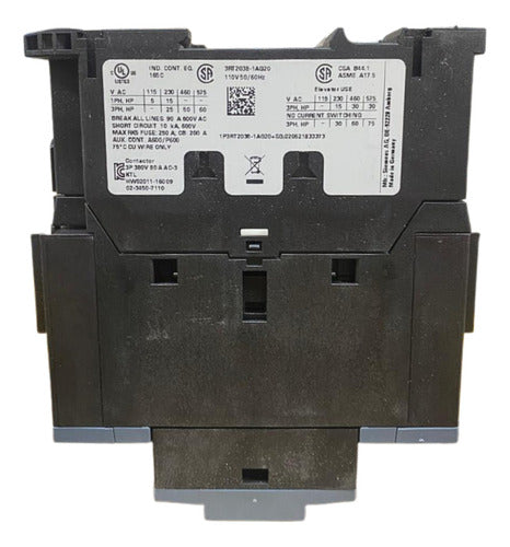 Contator Tripolar 3rt2038-1ag20 110v 80a 37kw Siemens 127v
