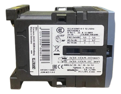 Contator 3rt2017-1ak61 110v 12a Siemens 127v