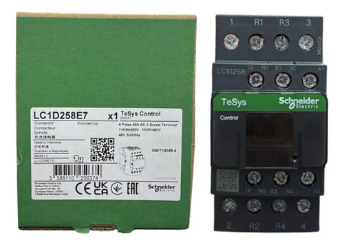 Contator 4p 25a 48vca 2na+2nf Lc1d258e7 Schneider 48vca