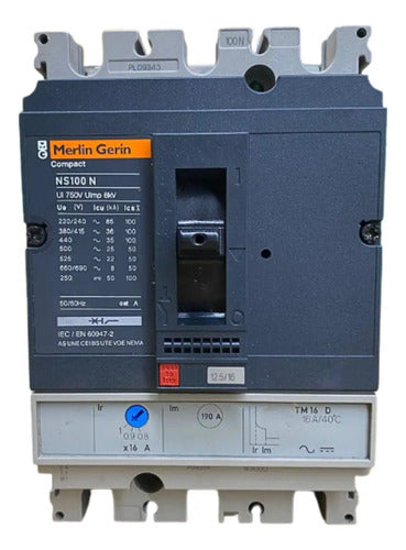 Disjuntor Tripolar 16a Ns100n-tm16d 29625 Merlin Gerlin