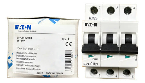 Kit Com 2 Peças: Disjuntor Tripolar Bfaz4-c10/3 10a Eaton -