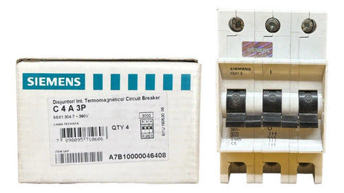 Disjuntor Tripolar 4a Curva C 5sx1304-7 Siemens