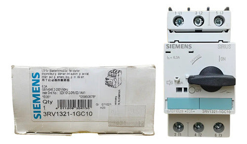 Disjuntor Motor 3rv1321-1gc10 6,3a Siemens - 50/60hz