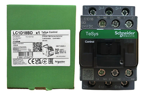 Contator 3p Tesys Deca 18a 1na+1nf 24vcc Lc1d18bd Schneider 24vcc