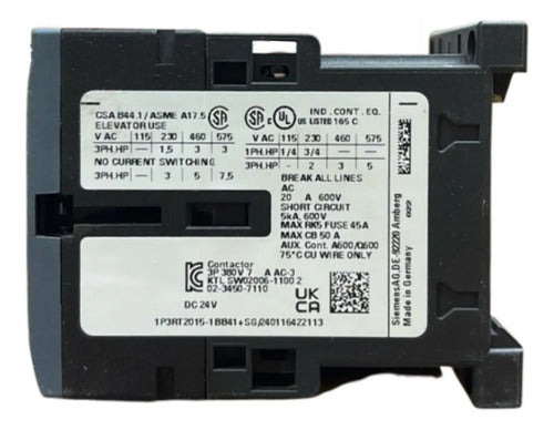 Contator 7a 24v 1na 3rt2015-1bb41 Siemens 24vcc