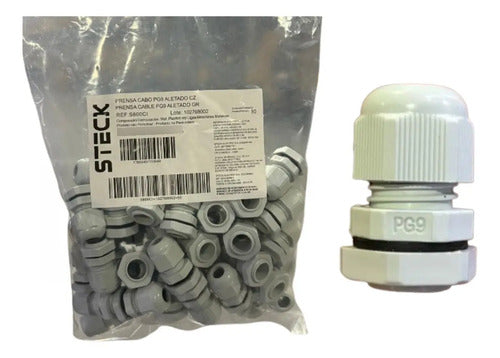 Kit Com 50 Peças: Prensa Cabo S800ci Cinza Pg9 Steck