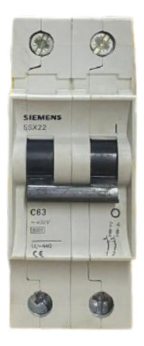 Disjuntor Termomagnetico 2p 5sx2263-7 63a Siemens - 50/60hz