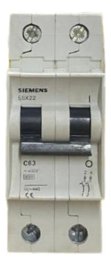 Disjuntor Termomagnetico 2p 5sx2263-7 63a Siemens - 50/60hz
