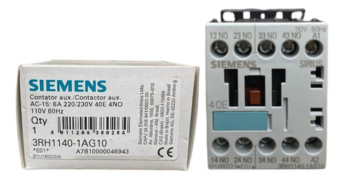 Contator Auxiliar 3rh1140-1ag10 4na 110v Siemens 110