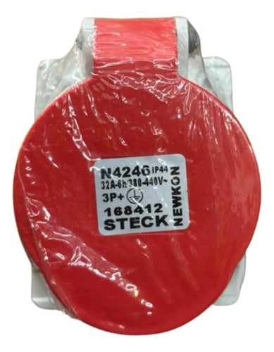 Kit Com 2 Peças: Tomada N4246 3p+t 32a 380/440v 6h Vm Steck Vermelho