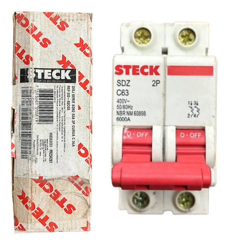 Kit Com 2: Disjuntor Sd-62c63 2p 63a 3ka Curva C Steck