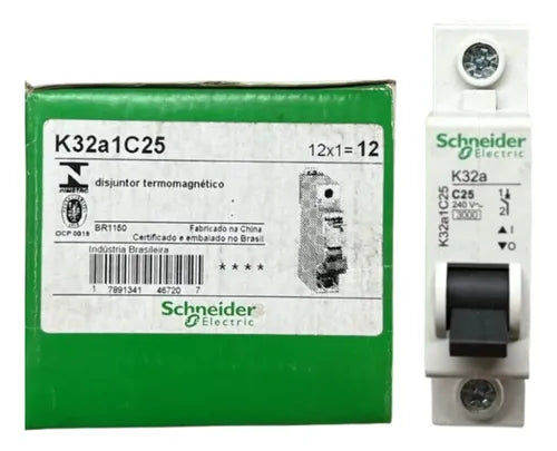 Kit Com 8: Disjuntor Unipolar 25a 3ka K32a1c25 Schneider