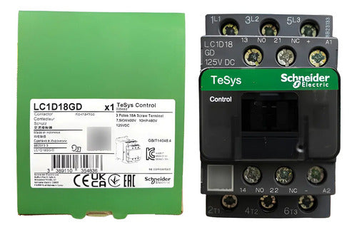 Contator Tesys 3p 18a 125vcc 1na+1nf Lc1d18gd Schneider 127v