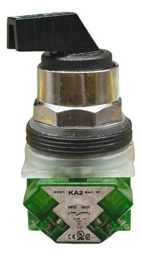 Comutador 30mm 2 Posições Metálico 9001ks34fbh7 Schneider Metálico/ Verde 2nf