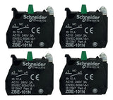 Kit Com 4 Peças: Bloco De Contato 1na Zbe101n Schneider Preto C/ Verde 1na