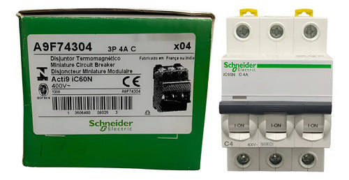 Disjuntor Acti9 Ic60n 3p Curva C 4a 440v A9f74304 Schneider
