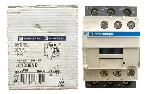 Contator Tripolar 9a 1na+1nf 60vcc Lc1d09nd Telemecanique 60vcc