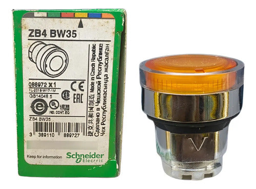 Kit Com 2: Cabeçote P/ Botão 22mm Metalico Zb4bw35 Schneider Laranja -