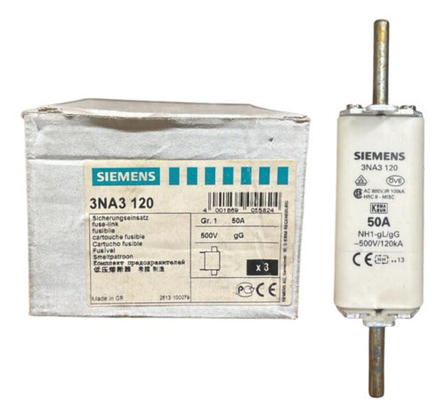 Kit Com 2: Fusível Nh01 Retardado 50a 500v 3na3120 Siemens 500v