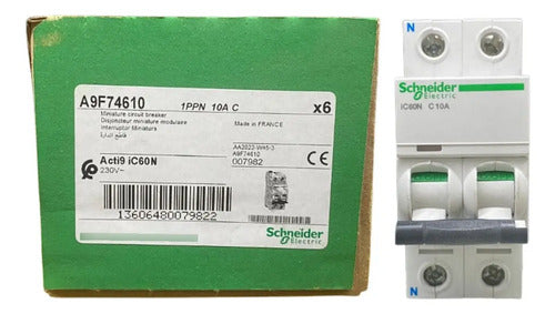 Disjuntor Acti9 Ic60n 1p+n 10a Curva C A9f74610 Schneider