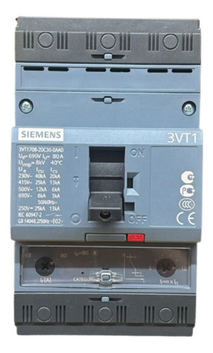 Disjuntor 3vt1708-2dc36-0aa0 63-80a Siemens
