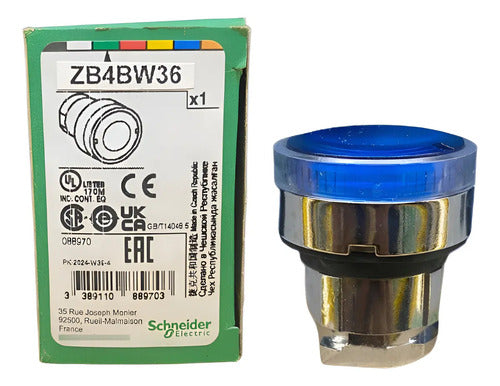 Cabeçote Para Botão Luminoso Ø22mm Azul Zb4bw36 Schneider Azul -