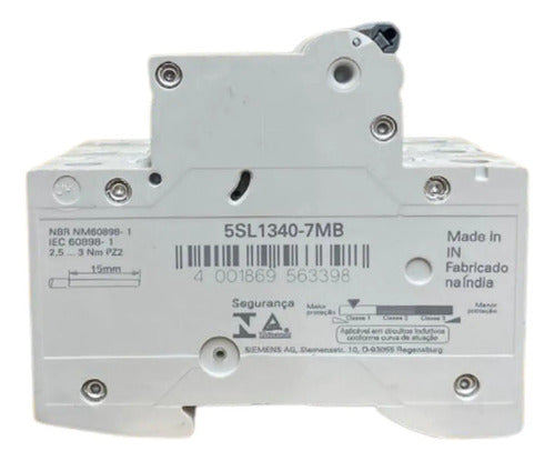 Disjuntor Tripolar 5sl1340-7mb 40a Siemens