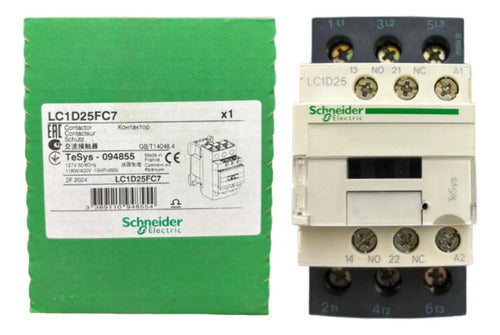 Contator Tesys 3p 25a 127vca 1na+1nf Lc1d25fc7 Schneider 127v